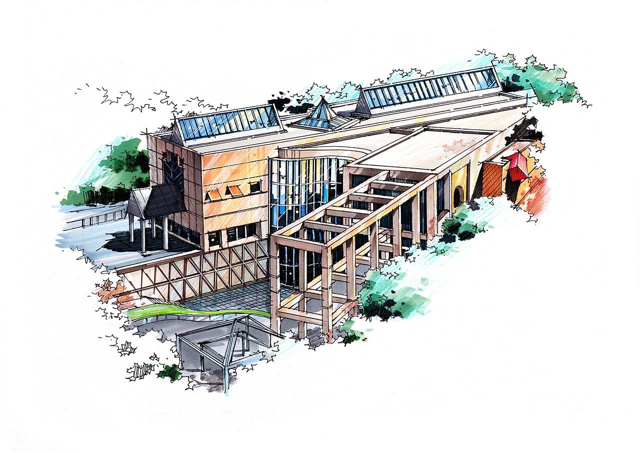 大师作品手绘——名古屋城市艺术博物馆的建筑空间设计